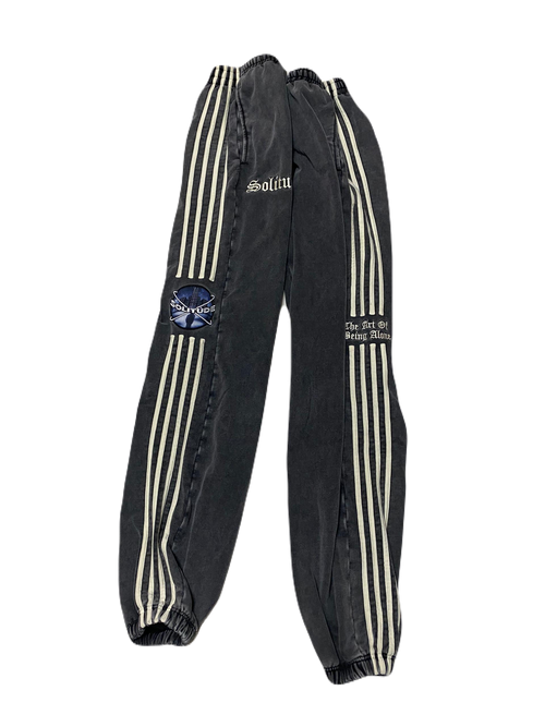 Solitude Four Stripe Roman Embroidery Sweatpants